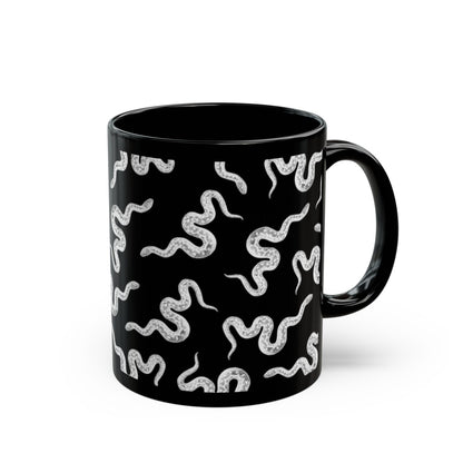 Snake Pattern Black Ceramic Coffee Mug (11oz), Gothic Mug, Witchy Mug