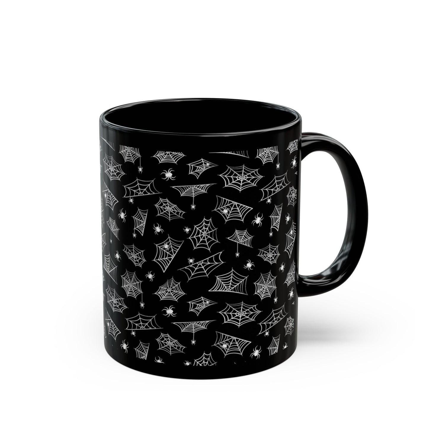 Spider Web Black Ceramic Coffee Mug (11oz), Gothic Mug