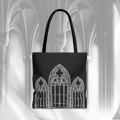 Cathedral Noir - Gothic Tote Bag, Double Side Print, Witchy Shoulder Bag