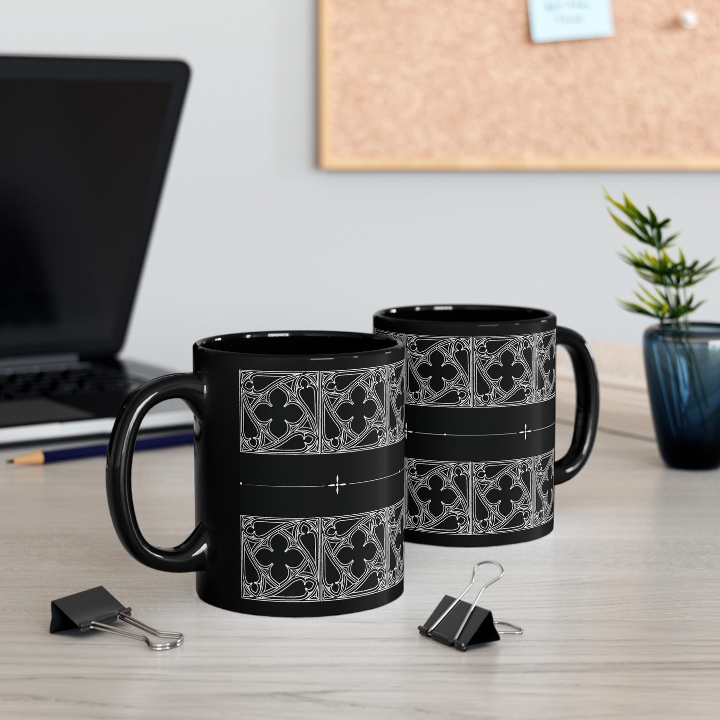 Black Cathedral Noir Pattern Mug - Gothic Mug , 11oz