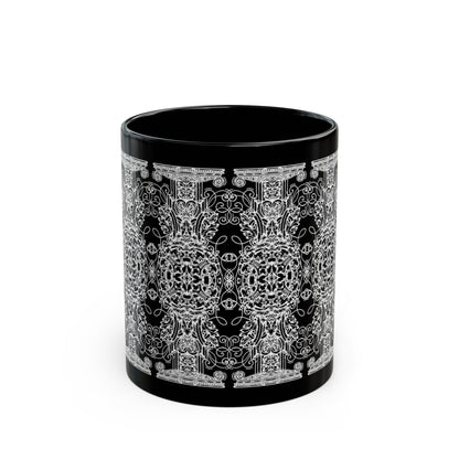 Ornamental Gothic Pattern Black Ceramic Coffee Mug (11oz)