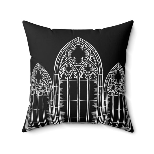 Cathedral Noir - Spun Polyester Gothic Square Pillow