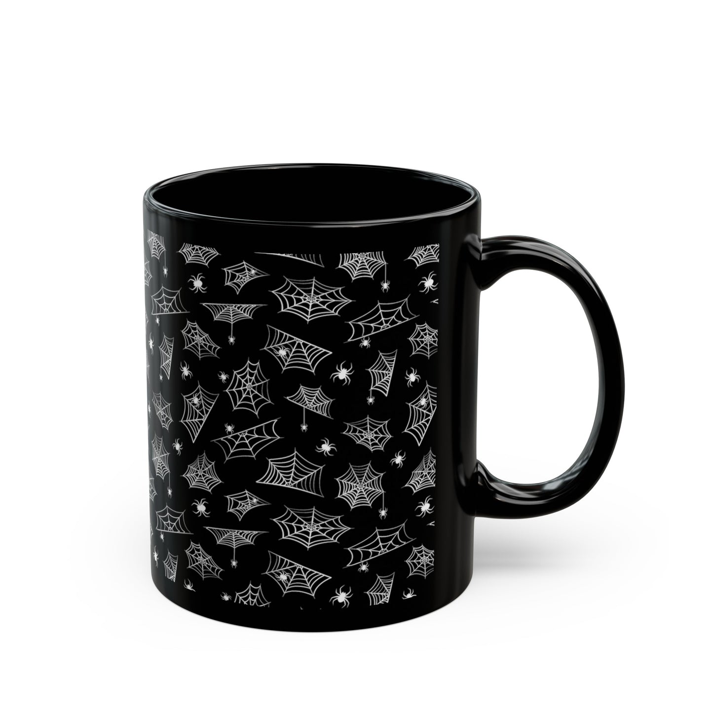 Spider Web Black Ceramic Coffee Mug (11oz), Gothic Mug