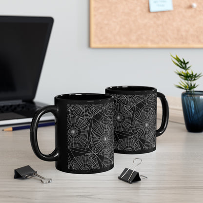 Spider Webs Black Ceramic Coffee Mug (11oz), Gothic Mug, Witchy Mug