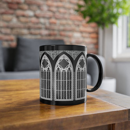 Cathedral Noir - Black Coffee Mug , Gothic Mug , 11oz, Made in EU