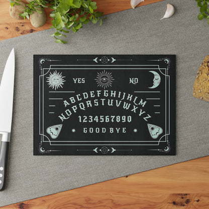 Ouija Spirit Board Glass Cutting Board, Gothic Kitchen