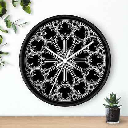 Black Cathedral Noir Wall Clock, Gothic Rose Window