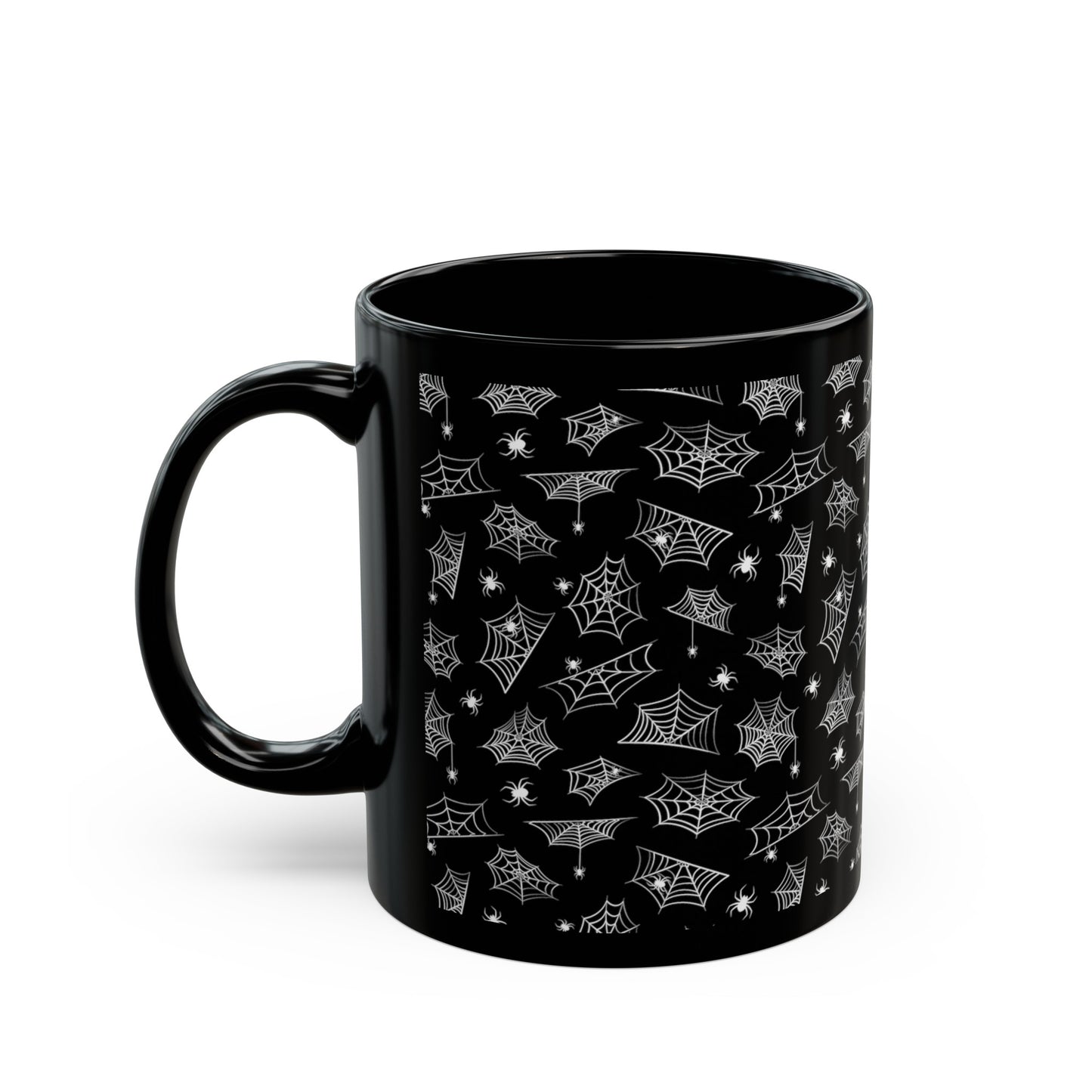 Spider Web Black Ceramic Coffee Mug (11oz), Gothic Mug