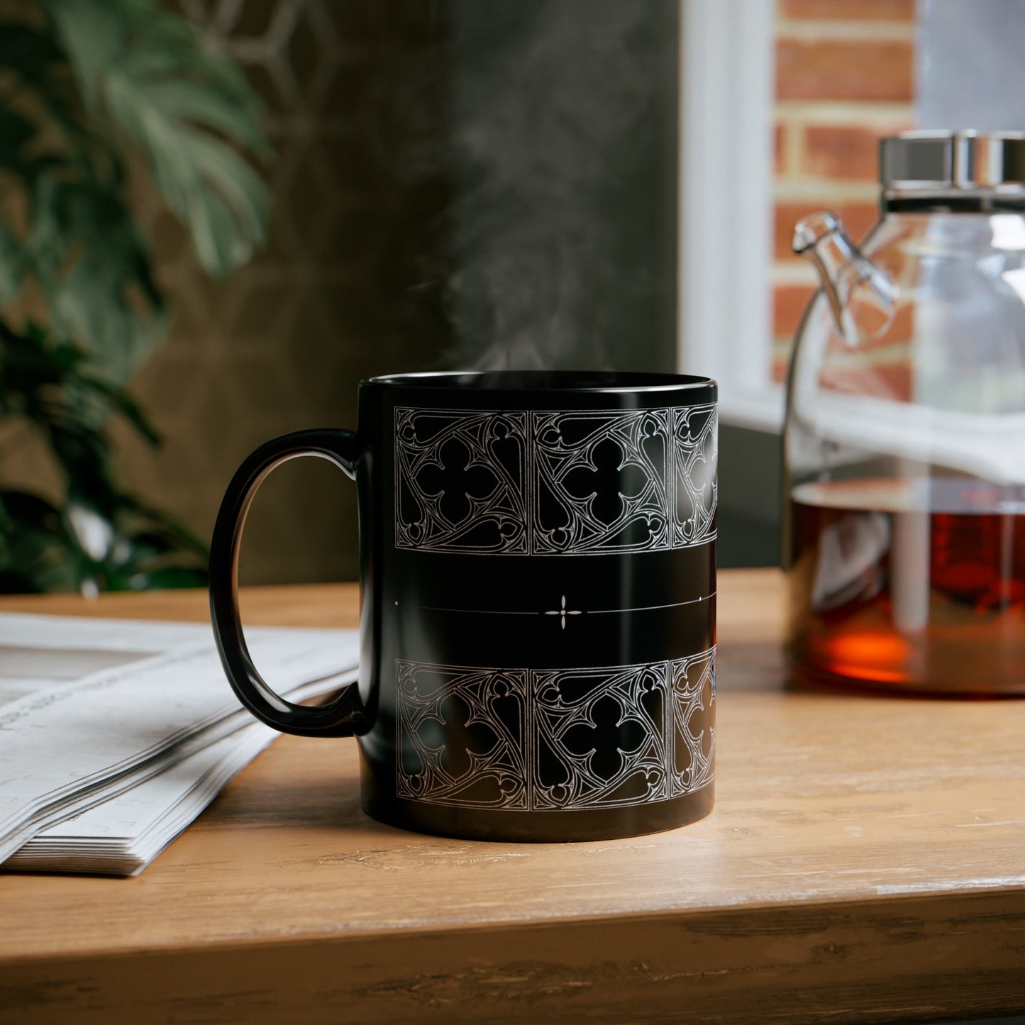 Black Cathedral Noir Pattern Mug - Gothic Mug , 11oz