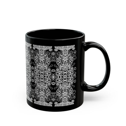 Ornamental Gothic Pattern Black Ceramic Coffee Mug (11oz)