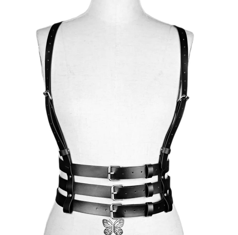 Seraphina - Gothic PU Leather Chest Harness Belt