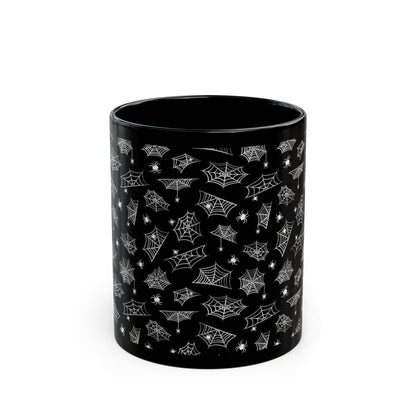 Spider Web Black Ceramic Coffee Mug (11oz), Gothic Mug