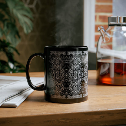 Ornamental Gothic Pattern Black Ceramic Coffee Mug (11oz)