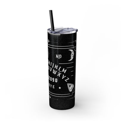 Ouija Gothic Black Skinny Tumbler with Straw, 20oz , Gothic Drinkware