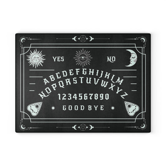 Ouija Spirit Board Glass Cutting Board, Gothic Kitchen