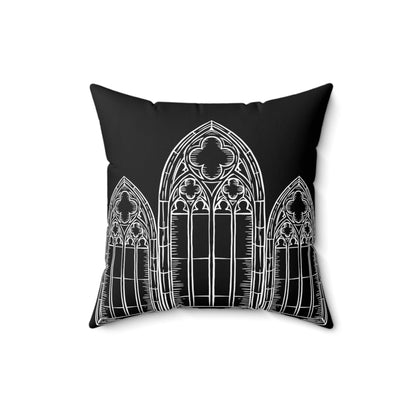 Cathedral Noir - Spun Polyester Gothic Square Pillow