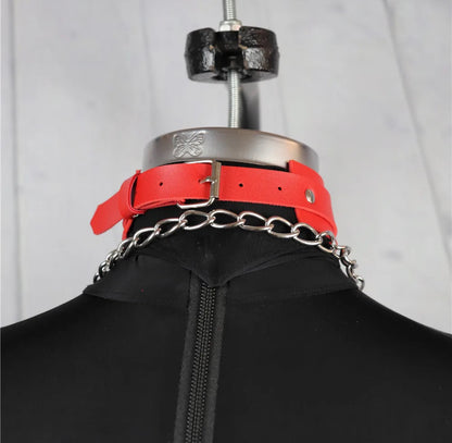 Nyx - PU Leather Neck Harness, Choker Necklace, Gothic Collar With Leash