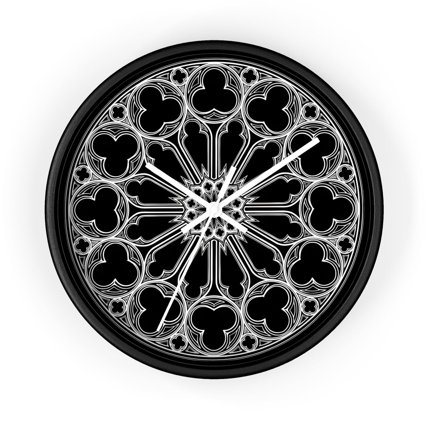 Black Cathedral Noir Wall Clock, Gothic Rose Window