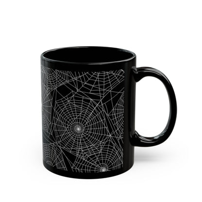 Spider Webs Black Ceramic Coffee Mug (11oz), Gothic Mug, Witchy Mug