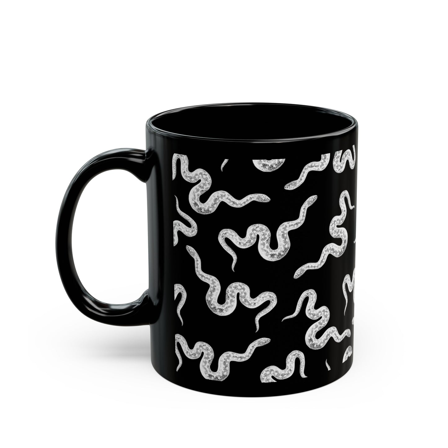 Snake Pattern Black Ceramic Coffee Mug (11oz), Gothic Mug, Witchy Mug