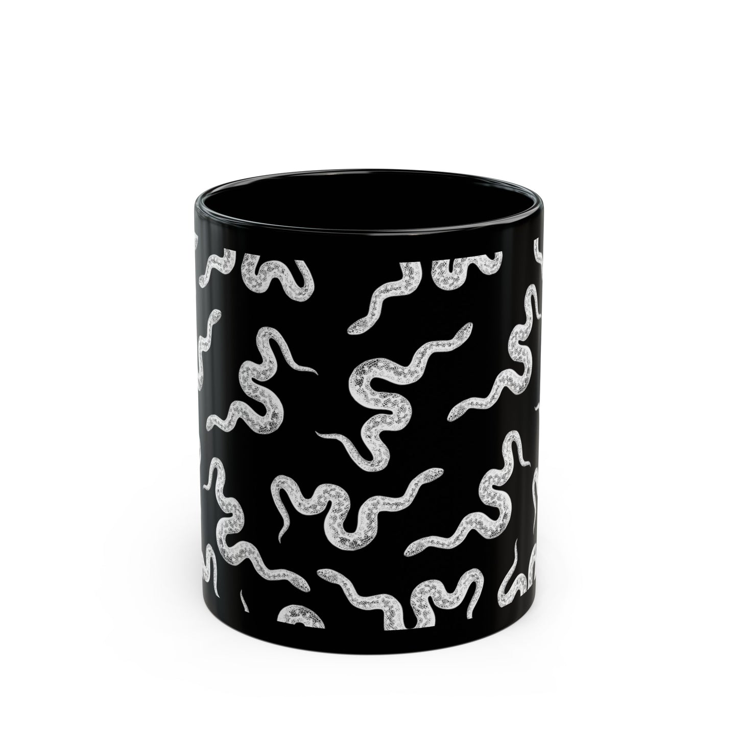 Snake Pattern Black Ceramic Coffee Mug (11oz), Gothic Mug, Witchy Mug