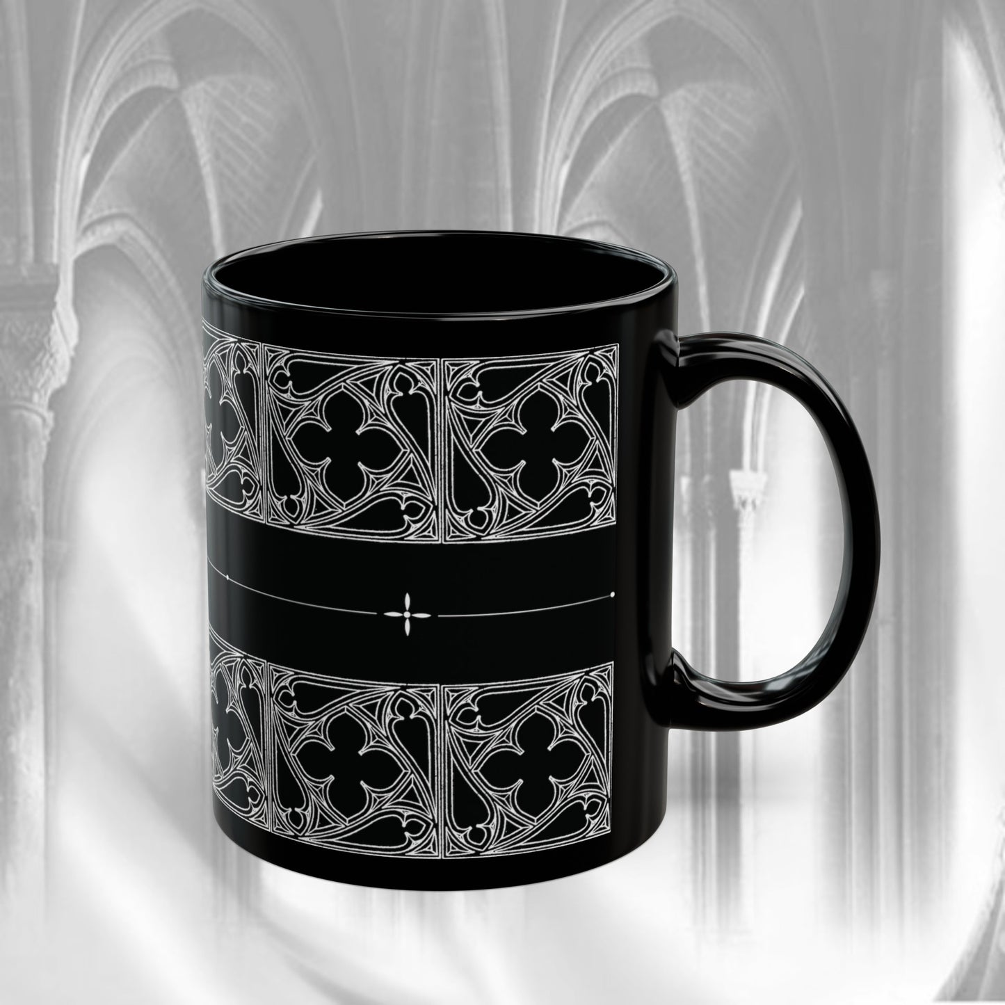 Black Cathedral Noir Pattern Mug - Gothic Mug , 11oz