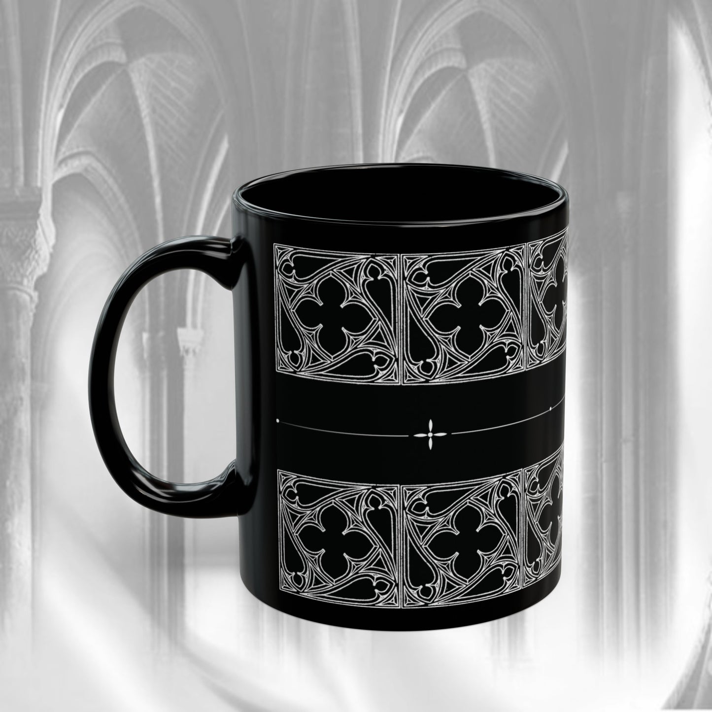 Black Cathedral Noir Pattern Mug - Gothic Mug , 11oz