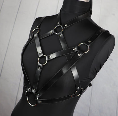 Melantha - Gothic PU Leather Chest Harness