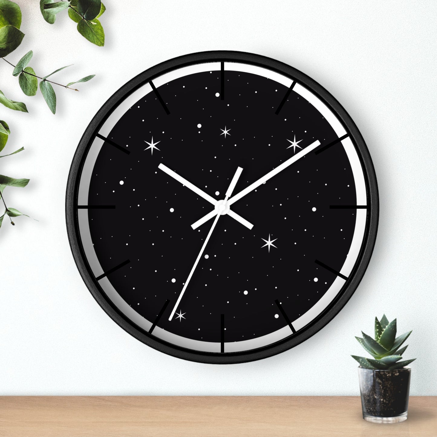 Full Moon Black Wall Clock, Gothic Clock, Witchy Clock