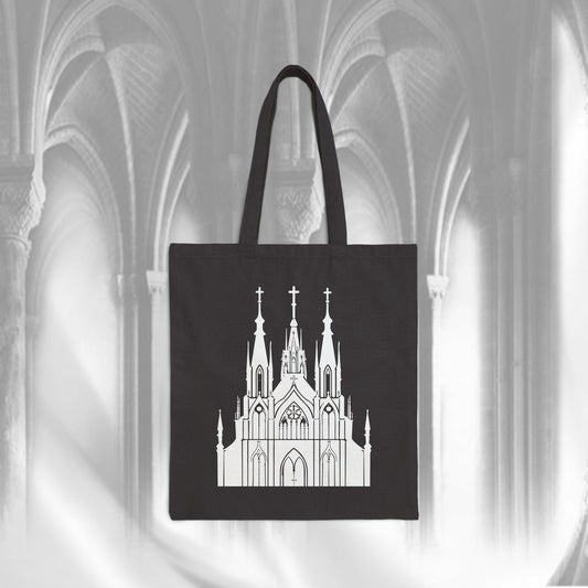 Cathedral Noir - Gothic Cotton Canvas Bag