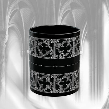 Black Cathedral Noir Pattern Mug - Gothic Mug , 11oz