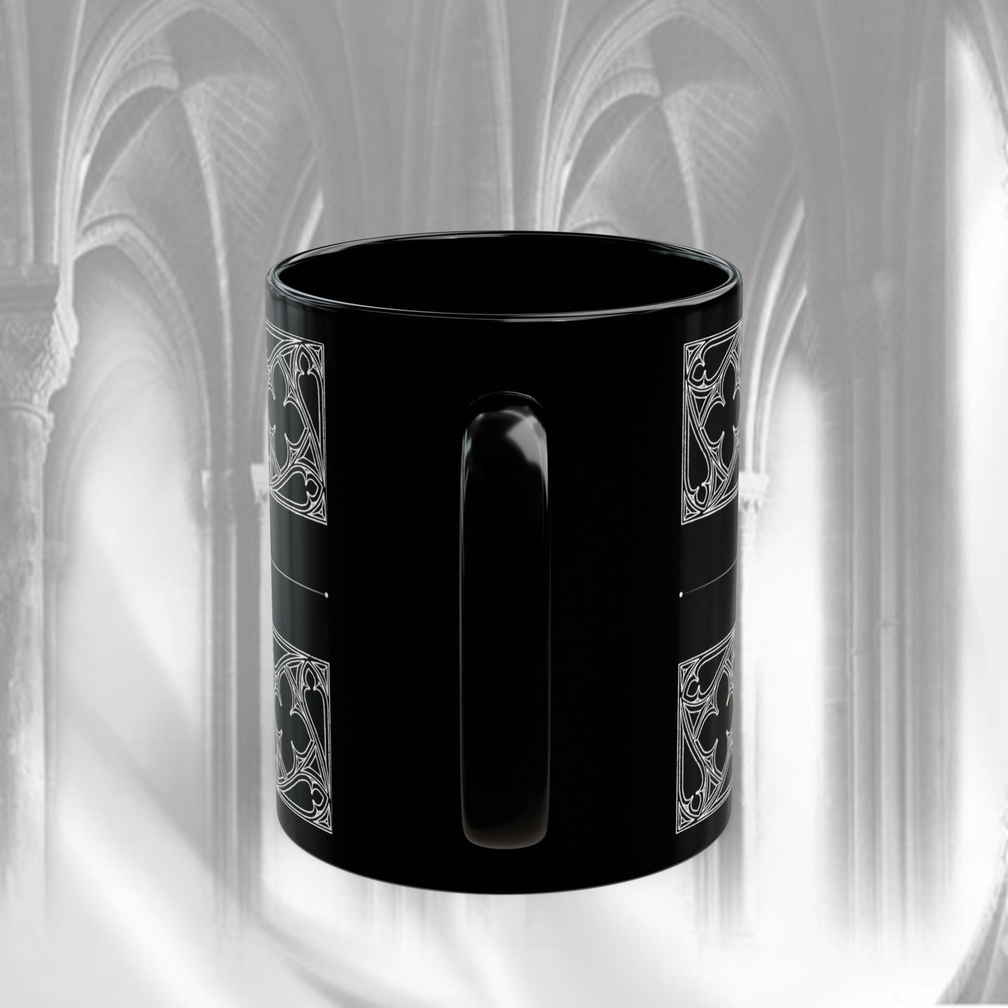 Black Cathedral Noir Pattern Mug - Gothic Mug , 11oz