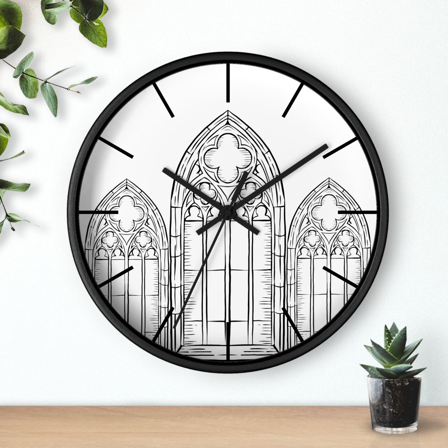 Cathedral Noir Wall Clock, Gothic Clock