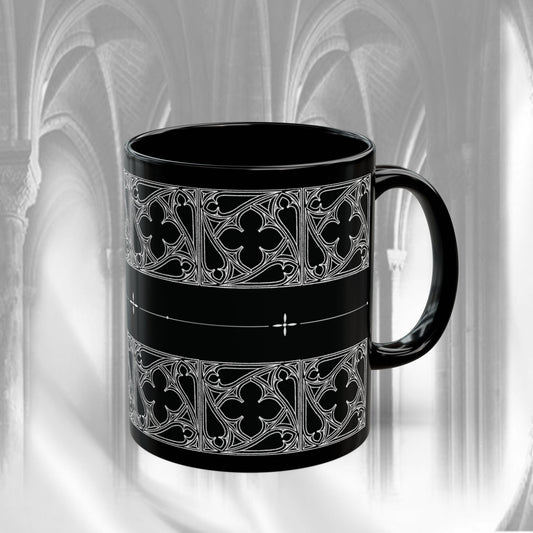 Black Cathedral Noir Pattern Mug - Gothic Mug , 11oz