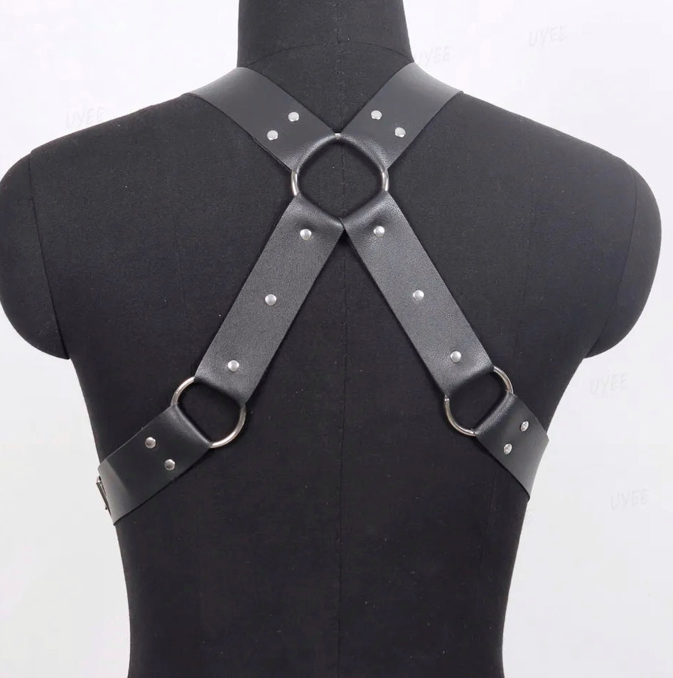 Caim - Gothic Men Chest Harness Belt, PU Leather