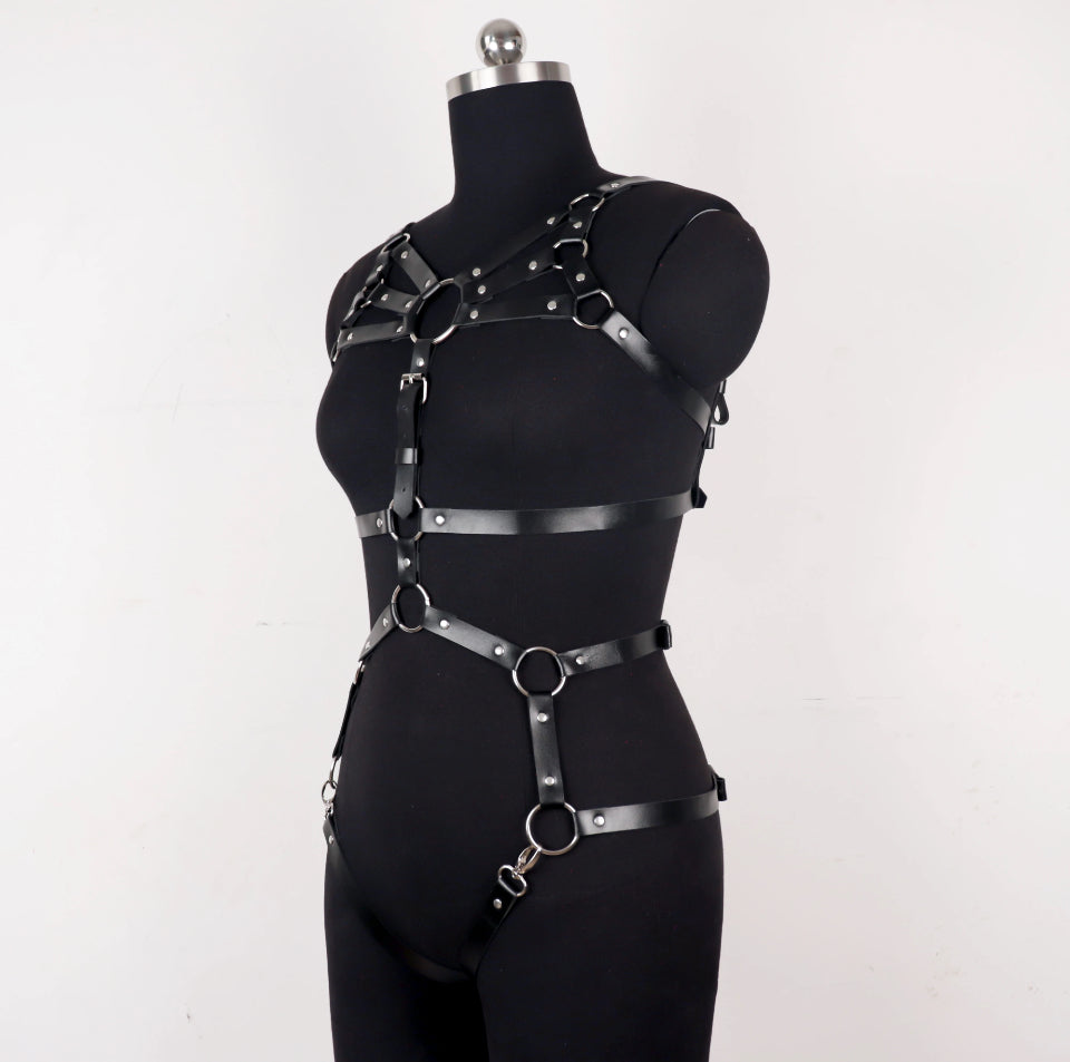 Lamia - Gothic Full Body Harness, PU Leather, Bondage