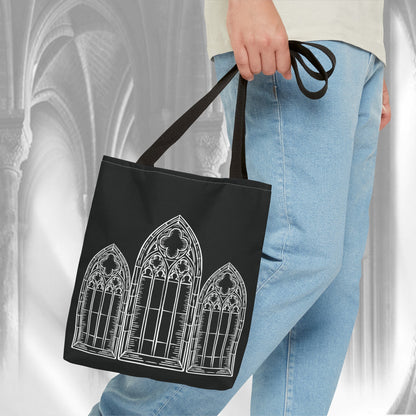 Cathedral Noir - Gothic Tote Bag, Double Side Print, Witchy Shoulder Bag