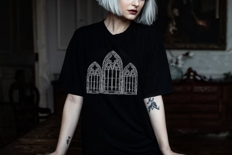 Gothic Cathedral Tshirt, Double Side Print