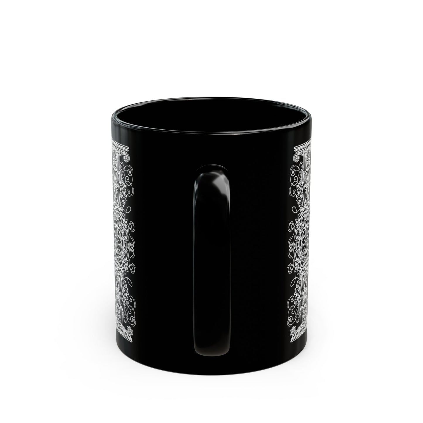 Ornamental Gothic Pattern Black Ceramic Coffee Mug (11oz)