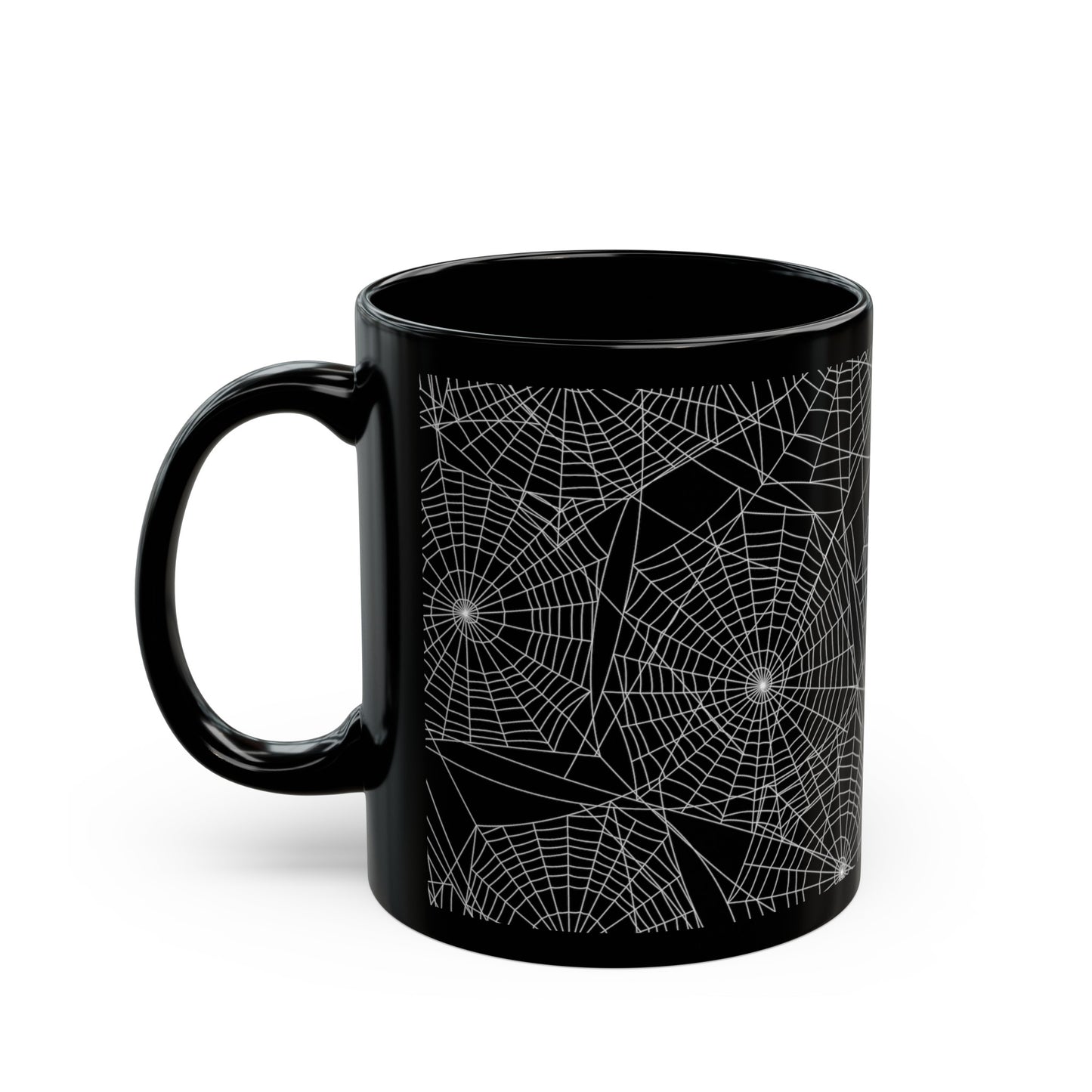 Spider Webs Black Ceramic Coffee Mug (11oz), Gothic Mug, Witchy Mug