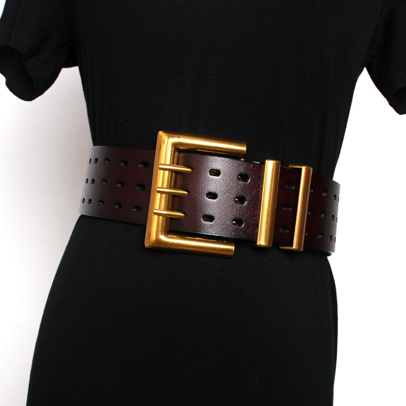 Wide Belt, Waistband, Goth, Buckle Belt, Genuine Leather