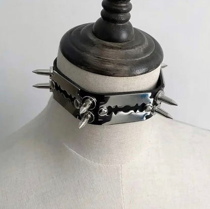 Rogue Edge - Razors and Spikes Goth Choker Handmade