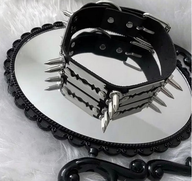 Rogue Edge - Razors and Spikes Goth Choker Handmade