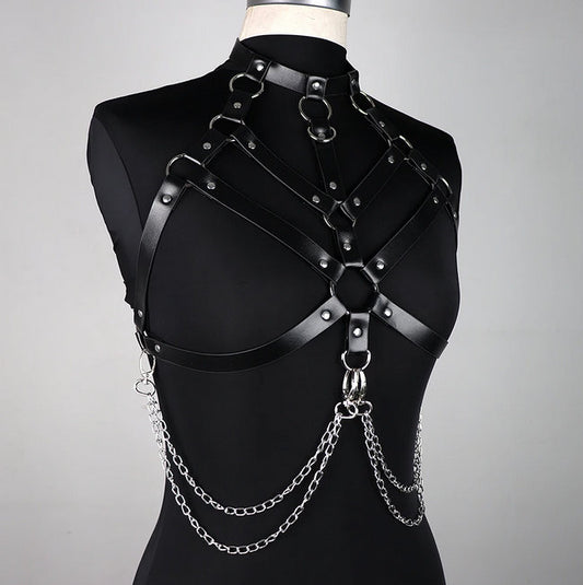 Marbas - Gothic PU Leather Chest Harness Belt