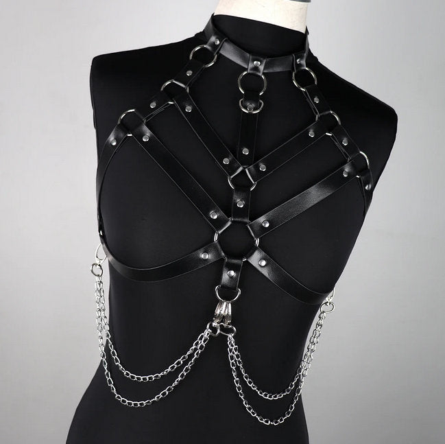 Marbas - Gothic PU Leather Chest Harness Belt