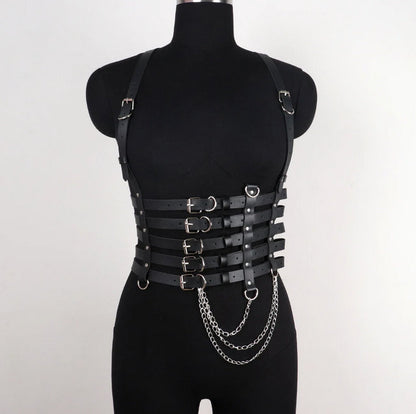 Agares -  Gothic PU Leather Chest Harness Belt