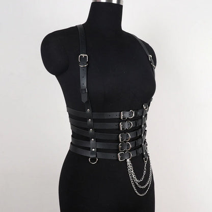 Agares -  Gothic PU Leather Chest Harness Belt