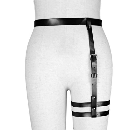 Buer - Gothic Thigh Harness , PU Leather Leg Harness, Garter