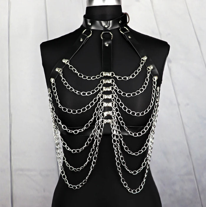 Abaddon - PU Leather Chains Gothic Harness Belt