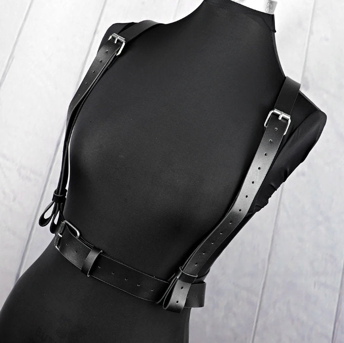 Oni - Gothic Bow Pu Leather Harness Belt